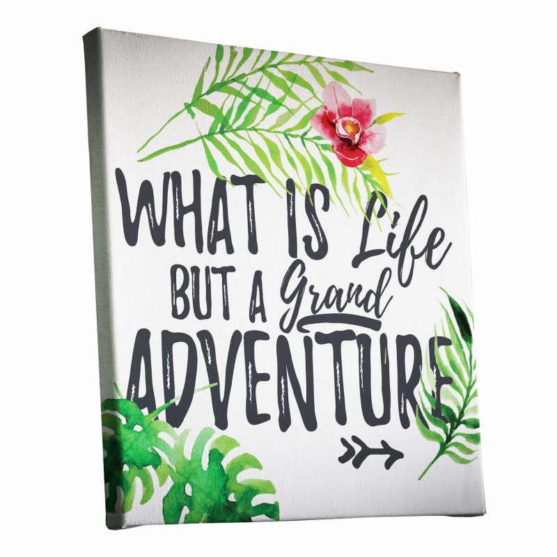 Life A Grand Adventure Quote Watercolour Canvas Print