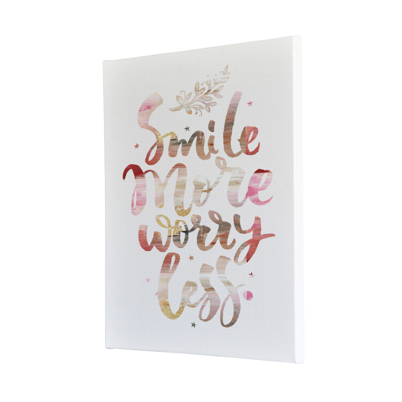 Smile More Worry Less Watercolour Canvas Print Design